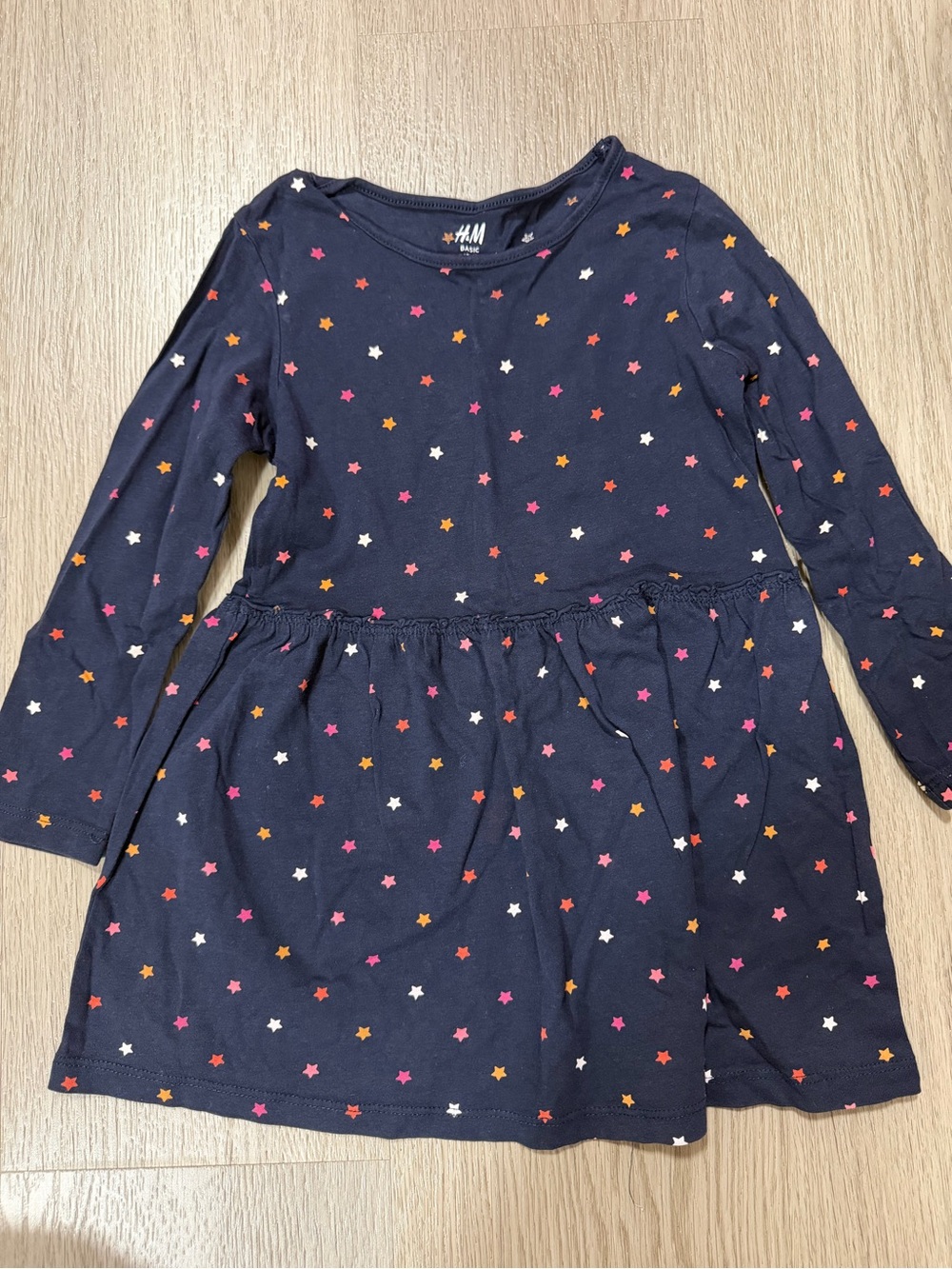 H&M Kids Navy Star-Print Long Sleeve Dress